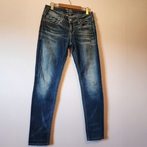 Silver Jeans Co Aiko Mid Skinny Jeans Size 29 W29 L31 Thick Stitch Denim Pants